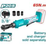 TOTAL Акумулаторна тресчотка total, 3/8", 20 v, без батерия (tl tdrli2060151)