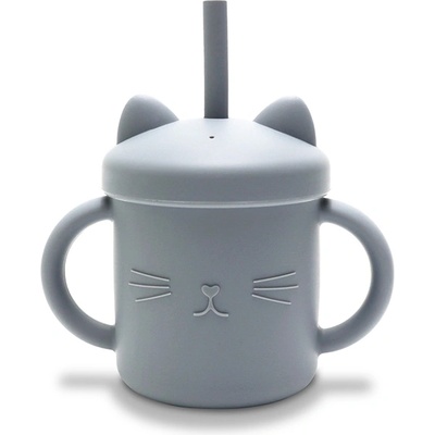 MyFRIEND СИЛИКОНОВА ЧАША С ДРЪЖКИ+СЛАМКА natural grey (10230660003)