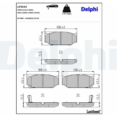 Sada brzdových platničiek kotúčovej brzdy DELPHI LP3544