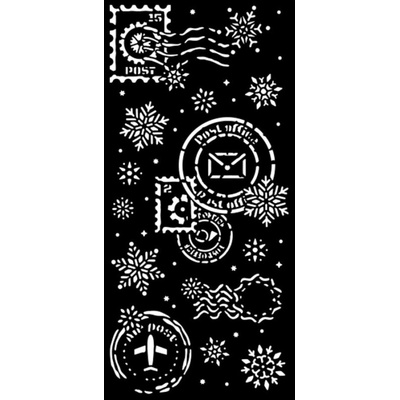 Stamperia Plastová šablona 12×25cm sněhové vločky a známky – Zbozi.Blesk.cz