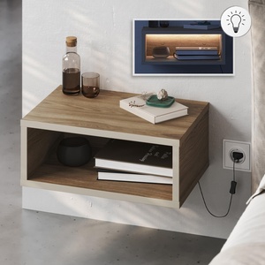 TopMebel Brik TopMebel стенен нощен шкаф с LED светлина в цвят орех - пясъчник 45x30x18cm