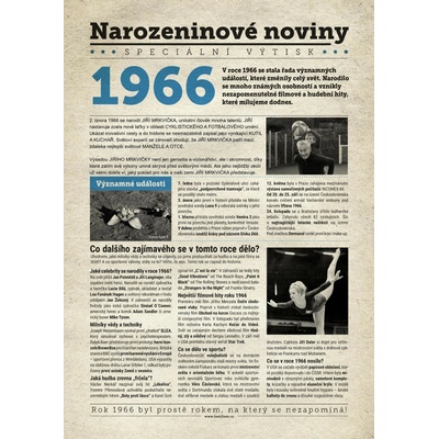 Narozeninové noviny 1966 s vlastní fotografií a textem S fotografií a textem