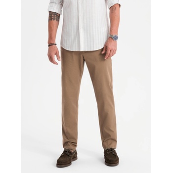 Ombre Clothing Мъжки чино панталони REGULAR FIT с фина структура - тъмнобежови Ombre Clothing | Bezhov | МЪЖЕ | 30/32