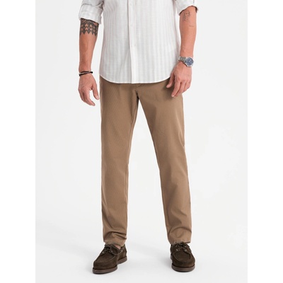 Ombre Clothing Мъжки чино панталони REGULAR FIT с фина структура - тъмнобежови Ombre Clothing | Bezhov | МЪЖЕ | 30/32