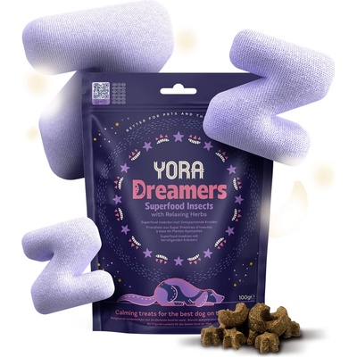 YORA Dog pamlsky z hmyzu Dreamers s bylinkami 100 g