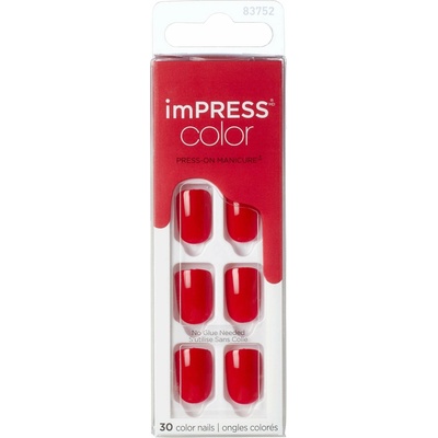 KISS samolepicí nehty s dekorem imPRESS Color Reddy or Not 30 ks