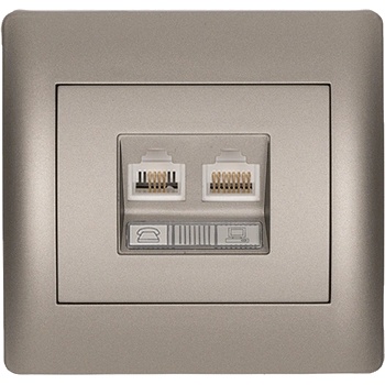 ELMARK Rhyme rj11+rj45 КОНТАКТ СИВ МЕТАЛИК (11734)