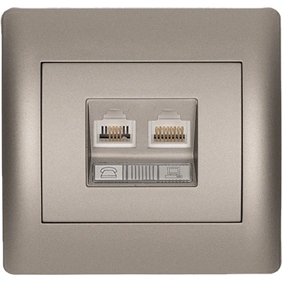 ELMARK Rhyme rj11+rj45 КОНТАКТ СИВ МЕТАЛИК (11734)