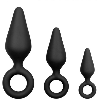 EasyToys anal collection Черни анални тапи С пръстен - комплект
