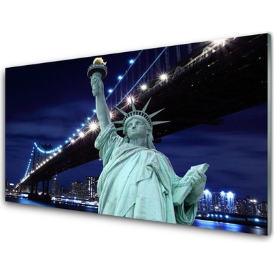 Obraz na skle Most Socha Svobody 100x50 cm
