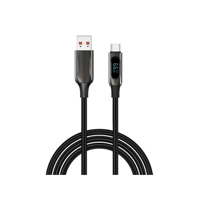 S-Link Кабел S-Link - UC-066 (LED дисплей, 66 W, бързо зареждане, Type-C, 100 cm кабел за данни и зарядно устройство, черен, оплетен) 41763 (41763)