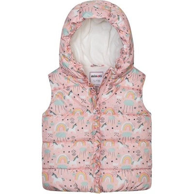 Minoti dievčenská nylonová vesta Puffa s podšívkou z mikroflísu 12GILET 15, ružová