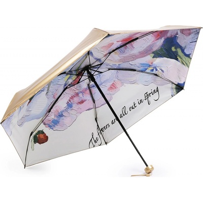 Dámský mini skládací deštník metalický uvnitř zdobený krémová nejsvět. zlatá – Sleviste.cz