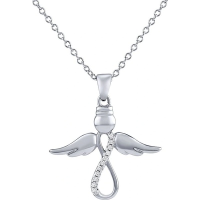 SILVEGO Stříbrný s přívěskem anděl infinity virtues brilliance zirconia JJJ0974N