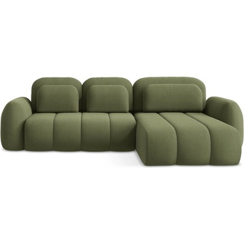 makamii Зелен разтегателен ъглов диван с място за съхранение от букле (десен ъгъл) Pele - Makamii (PELE_RCF_40_P1_C6)