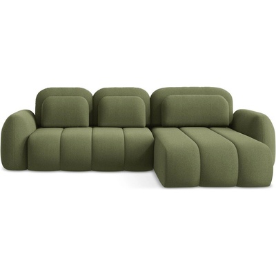 makamii Зелен разтегателен ъглов диван с място за съхранение от букле (десен ъгъл) Pele - Makamii (PELE_RCF_40_P1_C6)