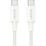 USAMS U90 кабел за данни Type-C - Type-C, 100 см, БЯЛ SJ763USB01 (SJ763USB01)