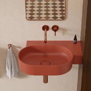 Omnires Lavoar suspendat Omnires Ovo M+ finisaj portocaliu mat 64.5 cm dreapta (OVO645UWPTE)