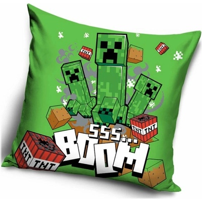 Carbotex Velúrový vankúš Minecraft motív Creeper Boom 40x40