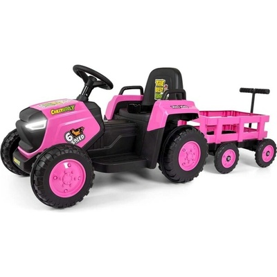 Milly Mally Rolly 12V Dětský elektrický traktor na akumulator s vlečkou růžová