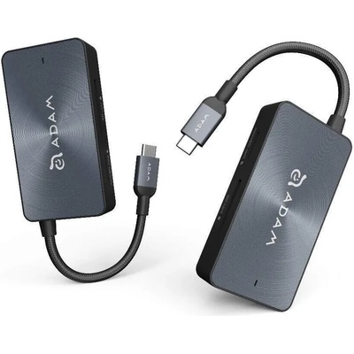 ADAM elements Casa Hub PDC501 - USB-C хъб с 2 USB изхода, USB-C порт и четец за карти памети за устройства с USB-C порт (тъмносив)