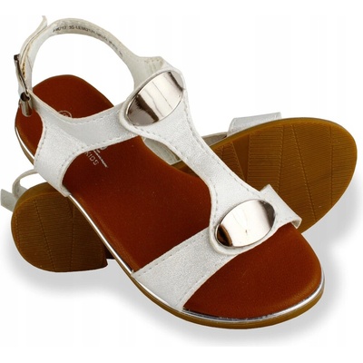 Elegantné lesklé sandále biele strieborné