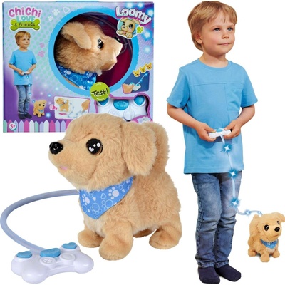 Simba Chi Chi Love Interaktivní zlatý retrívr Loomy Dog s dálkovým ovládáním Zvuk Svítící vodítko 18 cm 3+