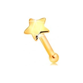 Šperky eshop zlatý piercing do nosa malá lesklá hviezdička rovný tvar GG207.04