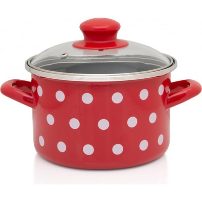 Metalac Červený puntík Hrnec se skl. poklicí 16 cm 2 l černý vnitřek