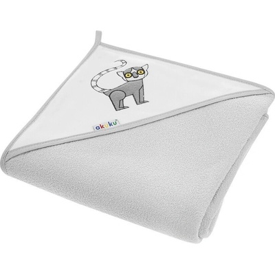 Akuku Detská osuška s kapucňou 100x100cm Animals Grey Lemur