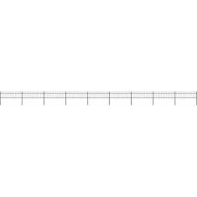OMAXI Zahradní plot s obloukem nahoře ocelový 1506 x 60 cm černý 710679