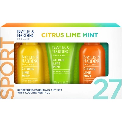 Baylis & Harding Men's Citrus Lime & Mint mycí gel na tělo a vlasy 100 ml + sprchový gel 50 ml + mycí gel na obličej 100 ml + balzám po holení 50 ml dárková sada
