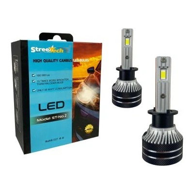 Лед крушки - Led система H1 Streetech модел STN2 за фарове - 150 000 Лукса, 45W - Canbus 6000K - 1500% повече светлина