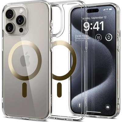 Spigen Magsafe Противоударен Калъф за iPhone 15 Pro Max, Spigen Ultra Hybrid Case, Златист (ACS06579)
