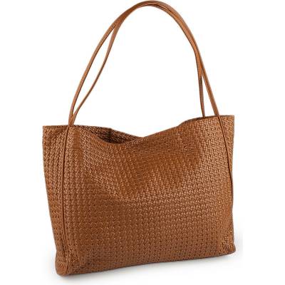 Prima-obchod Velká dámská taška proplétaná s pouzdrem 39x31 cm hnědá