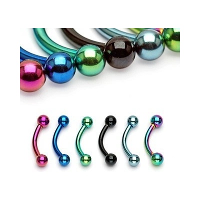 Šperky eshop piercing do obočí anodizovaný titan s kuličkami Q12.17 Duhová