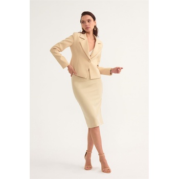 Base Дамска вталена пола - Светлобежова #320841 (320841_Бежов)