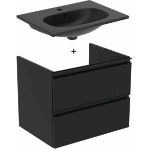 Ideal Standard Комплект стенен шкаф и мивка Ideal Standard Tesi, матово черен 60 см (T0050ZT+T3510V3)