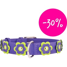 CoLLaR Kožený obojek Glamour FLOWER