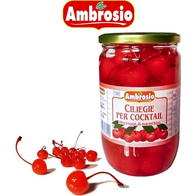 Ambrosio koktejlové třešně v marasku se stopkou 750 g