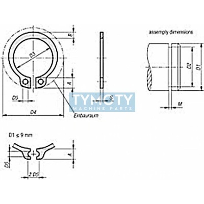 Poistný krúžok na hriadeľ DIN 471 - 9 mm