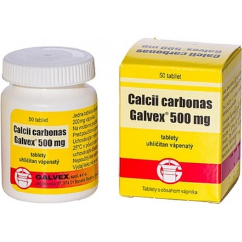 Calcii Carbonici 500 mg tbl. Galvex Kalciové tablety 500 mg Galvex tbl.50 x 500 mg