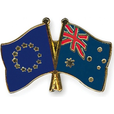 Odznak (pins) 22mm vlajka EU + Austrálie - barevný