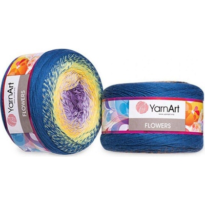 Duhová pletací příze Flowers YarnArt (250 g / 1000 m) - 2 (251) modrá azurová