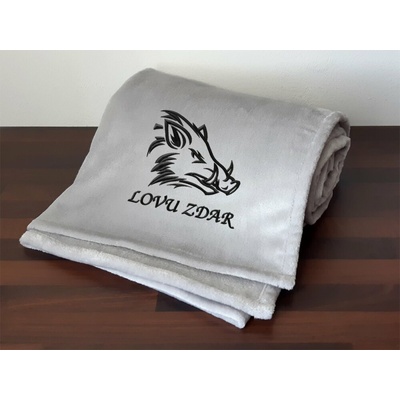 Povlečení Plus Deka pro myslivce Kanec + Lovu zdar šedá 150x200