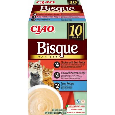 Inaba Ciao Bisque doplňkové krmivo mix chutí s tuňákem 10x40 g