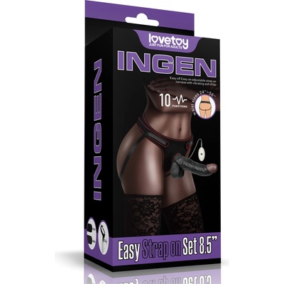 LoveToy Ingen Easy Strap-on Set Vibrating 8.5" Black