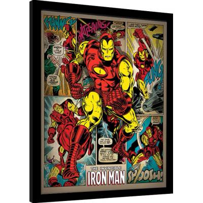 Rámovaný Obraz - Iron Man - Retro, 34.3 × 44.5 cm