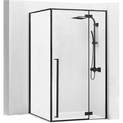 Rea Fargo Black, sprchový kút s krídlovými dverami 100 (dvere) x 80 (stena) x 195 cm, 6mm číre sklo, čierny REA-K6950