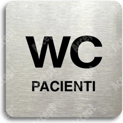 ACCEPT Piktogram WC pacienti - stříbrná tabulka - černý tisk bez rámečku